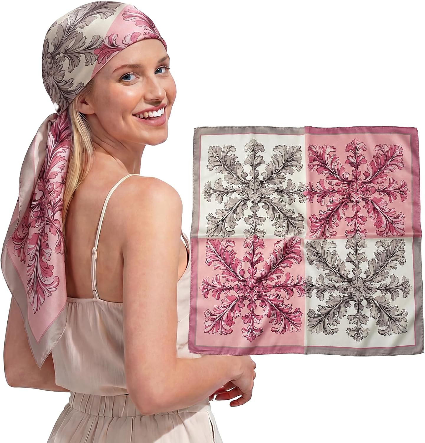 Women Like Silk Scarf Hair Scarf Printed Square Scarf Bandanas for Women 35 Inches